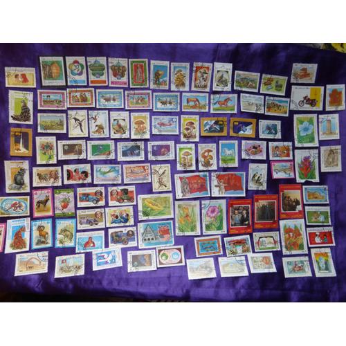 Timbres Afghanistan - 97 Timbres Anciens Avec Des Chats, L'histoire, Satellites, Oiseaux, Champignons... Années 80 Et Autres.