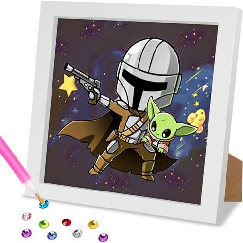 Soldat Star Wars Diamond Painting Kits Pour Enfants Avec Cadre, Yoda 5d Broderie Diamant Kit Complet, Cartoon Diy Diamant Art, Pour Décoration Intérieur 18x18cm