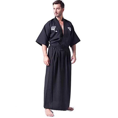 Expédié De Paris - Kimono Long Homme Traditionnel Yukata Japonais Cosplay Déguisement Taille Unique M/L/Xl Soit 38/40/42