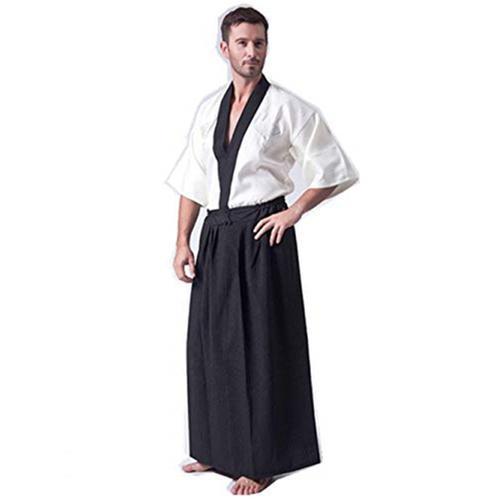 Expédié De Paris - Kimono Long Homme Traditionnel Yukata Japonais Cosplay Déguisement Taille Unique M/L/Xl Soit 38/40/42