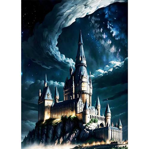 Diamond Painting Kit,Harry Potter Diamant Painting Adulte,Peinture Diamant Point de Croix Broderie,30x40cm Château Poudlard Painting Diamant Art,Diamond-painting pour Décoration