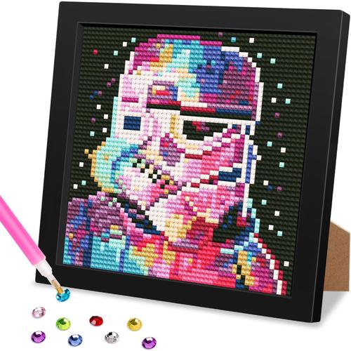 Soldier Star Wars Diamond Painting Kits Pour Enfants Avec Cadre, Cartoon 5d Broderie Diamant Kit Complet Avec Cadre, Dessin Animé Diy Diamant Art, Pour Décoration Intérieur 18x18cm