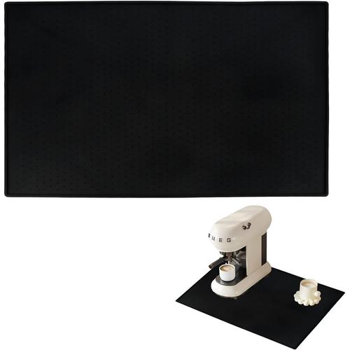 Tapis en Silicone sous la Machine à Café, 48 x 30cm Tapis Cafetière avec Design Granulé, Tapis Antidérapant pour Machine à Café pour Stabiliser la Machine à Café et Protéger le Plateau de Table (Noir)