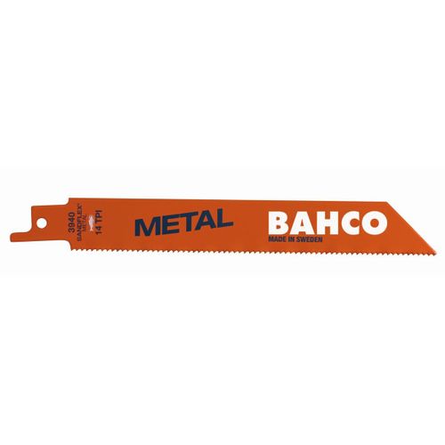 Bahco Jeu de lames de scie sabre bimétal Sandflex pour métaux, 14 dents au pouce, 150 mm - 5 pcs/conditionnement au détail - 3940-150-14-ST-5P