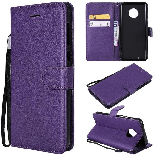 Flip Étui Pour Motorola Moto G6 2018 Avec Fente Pour Carte Étui De Téléphone Portefeuille D'affaires Couleur Solide Classique Cuir De Haute Qualité - Violet