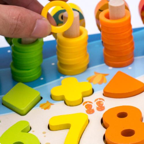 Jouets Éducatifs Montessori En Bois Pour Enfant, Planche D'Apprentissage Des Maths Ou De La Pêche, Niveau Maternelle, Pour Apprendre À Compter, Géométrie