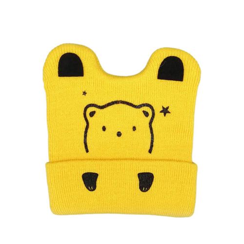 Chapeau De Bébé Ours Mignon, Automne Hiver Printemps, Couleur Unie, Chapeaux Pour Enfants Garçons Filles, Casquette Tricotée, Doux Élastique Chaud