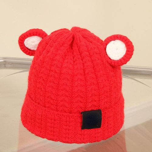 Chapeau À Oreilles D'Ours De Dessin Animé Pour Bébé, Casquette D'Hiver Tricotée Douce Et Chaude Pour Garçon Et Fille, Couleur Unie, Bonnet Pour Enfant En Bas Âge