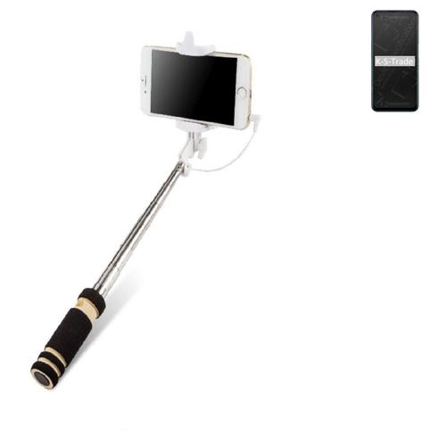 K-S-Trade Compatible avec Oppo A72 Selfie Bâton Selfie-Stick Bouton Nappe Monopod Perche Selfie Extensible Compatible avec Oppo A72 Noir 