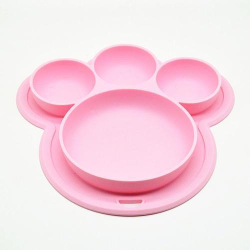 Assiette En Silicone De Qualité Alimentaire Pour Bébé, Bol D'Alimentation À Succion, Mignon, Dessin Animé, Ours En Forme De Patte, Vaisselle De Table, Bol D'Alimentation Pour Enfants En Bas Âg