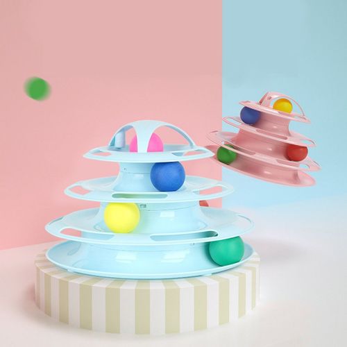 Xui Jouet Distributeur D'aliments Pour Animaux Quatre Couches Créatives, Plateau De Jeu, Chat De Jeu, Intelligence Folle, Jouet Interactif Rose Et Bleu, Nouvelle Mode