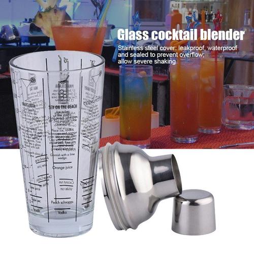 XUI Shaker Cocktail en verre en acier inoxydable Balance, formule Martini outil de Bar mélangeur 400ml J2Y