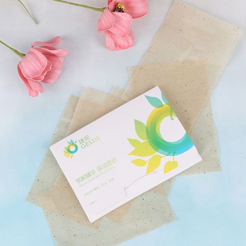 Xeju 50pcs Papiers Faciaux De Contrôle De L'huile Lingettes Feuilles Absorbantes Visage Propre Thé Vert 