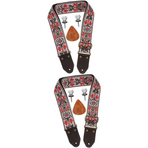 2 Ensembles sangle de guitare brodée basse guitar strap décor vintage accessoires de terrasse décor rétro sacs à main guitare créative guitaristes présents ancien décorer fleurs