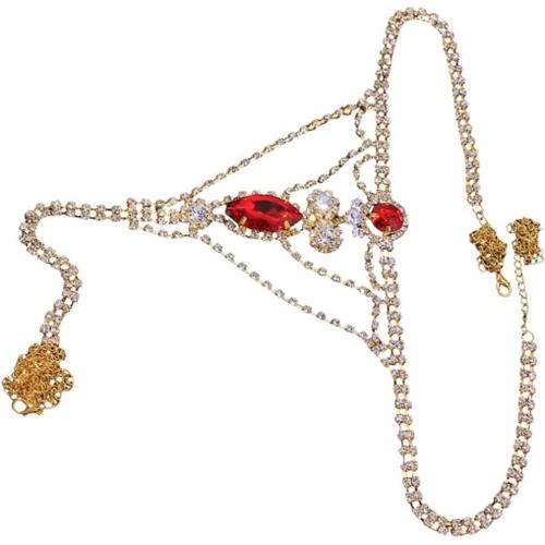 string strass bijoux d'époque pendentif sous-vêtement culotte chaînes de corps pour femmes tongs en cristal européen et américain petite boîte collier de perles chaîne de corps