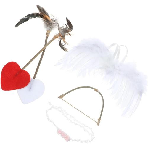 Ensemble De Costume D'ange Cupidon Ailes D'ange Blanches Pour Bébé Mini Ensemble De Cupidon Accessoires De Photographie Pour Nouveau-Né Arc De Cupidon Et Flèches Couvre-Chef