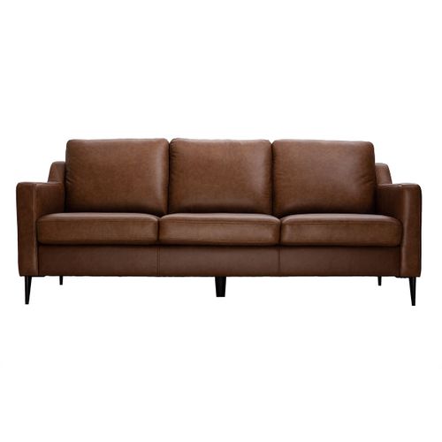 Canapé Cuir Design 3 Places Marron Oxmo - Cuir De Buffle