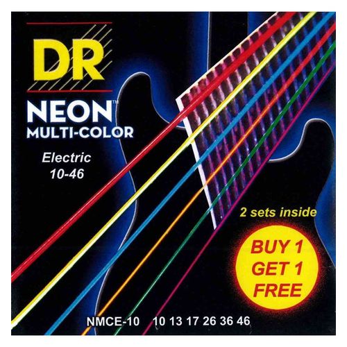 Dr Nmce10pack - Pack De 2 Jeux De Cordes Guitare Électrique Neon Multicolore - Médium 10-46