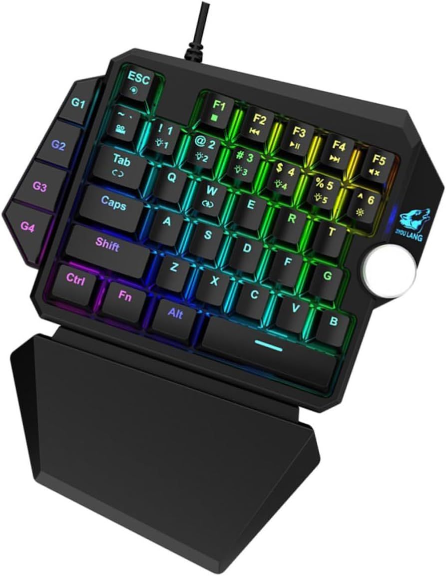 Clavier de Jeu Clavier à 1 Main Clavier d'ordinateur LED Clavier unilatéral Clavier Main Droite Demi-Clavier claviers Clavier électronique Clavier Filaire USB l'hôte Abdos