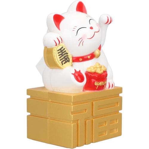 Statue de chat porte-bonheur avec bras agitant, à énergie solaire, bonne chance, richesse, bienvenue, figurine de chat chinois Feng Shui, décoration de tableau de bord de voiture, de bureau, 10,2 cm