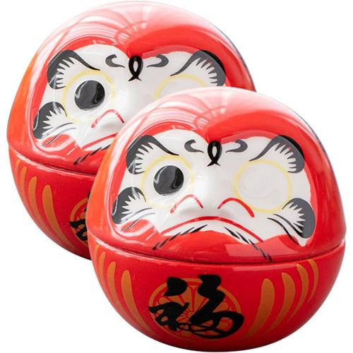 2 Pièces Dharma Oeufs Poupée Effrayante Miniature Daruma Poupée Chat Japonais Gobelet Jouet Poupées Waldorf En Porcelaine Faite À La Main Daruma Statue Mini Daruma Poupée Céramique Chat Accessoires P