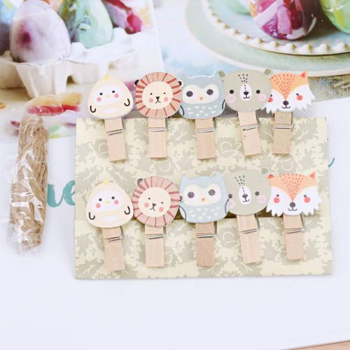 10 Pièces Fichier Photo Clip Hibou Bureau Papier Collations Note Mini Reliure Artisanat Bricolage En Bois Stockage École Dessin Animé Animaux Fournitures