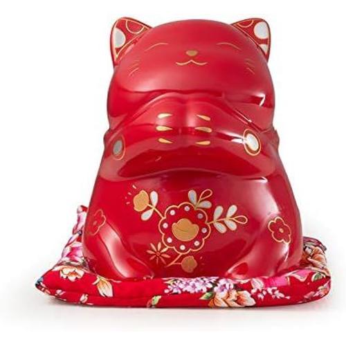 Figurine de Chat Porte-Bonheur Chinois Feng Shui en céramique Blanche, Maneki Neko, Chat de Fortune, Tirelire en Porcelaine, Porte-Bonheur, Statuette pour Maison, Bureau, Boutique, décoration 12 x 12