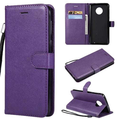 Flip Étui Pour Motorola Moto G6 Plus 2018 Avec Fente Pour Carte Couleur Solide Classique Cuir De Haute Qualité Étui De Téléphone Portefeuille D'affaires - Violet