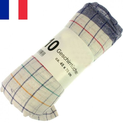 Lot De 10x Torchons À Carreaux Coton 45x70cm Vaisselle Cuisine Séchage