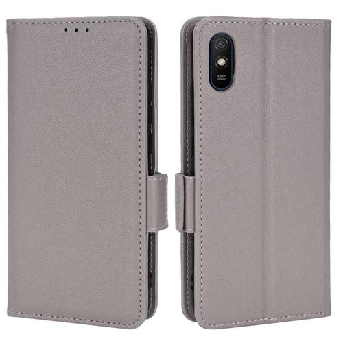 Étui Pour Xiaomi Redmi 9a Titulaire De Fentes Pour Cartes Boucle Latérale Cuir Pu Portefeuille Magnétique - Gris