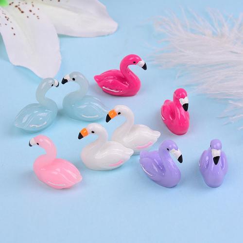 Figurines de cygne miniatures de dessin anim¿¿, 2 pi¿¿ces, flamand rose, amour, d¿¿coration, mini, f¿¿erique, animaux de jardin, maison, bureau, chambre d'enfants