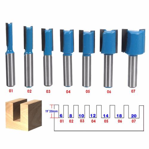 Jeu d'embouts de routeur ¿¿ tige droite de 8mm, diam¿¿tre de coupe de 6/8/10/12/14/18/20mm pour Machine ¿¿ tourner, outil de travail du bois, 7 pi¿¿ces/ensemble