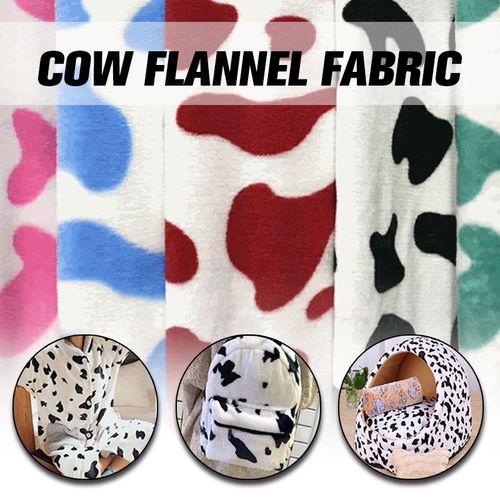 Tissu Velours ¿¿Pais 100x160cm, Motif De Vache De Lait Mignon, Flanelle Douce Pour Bricolage Literie Couture Pyjamas Couverture Pour Animaux De Compagnie Coussin De Canap¿¿