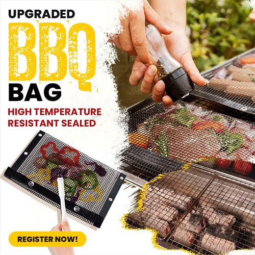 Sac De Barbecue Scell¿¿ Et R¿¿Sistant Aux Hautes Temp¿¿Ratures, Avec Fermoir En M¿¿Tal, Sac De Gril Antiadh¿¿Sif Et En Maille R¿¿Utilisable, Pochette De Grillage