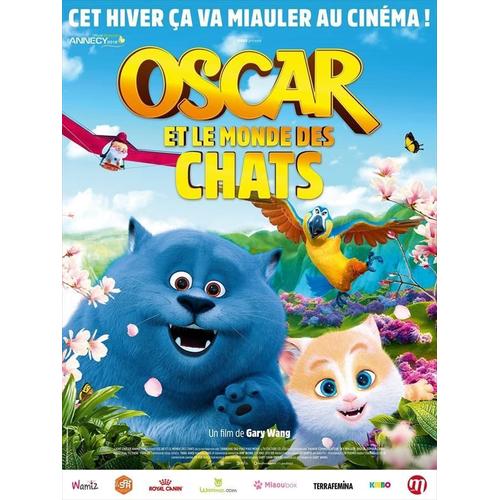 Affiche De Cinéma " Oscar Et Le Monde Des Chats " Format 120x160 Cm - De Gary Wang Avec Les Voix De Jean-Michel Vovk, Charlie Langendries - Film D'animation - 2018