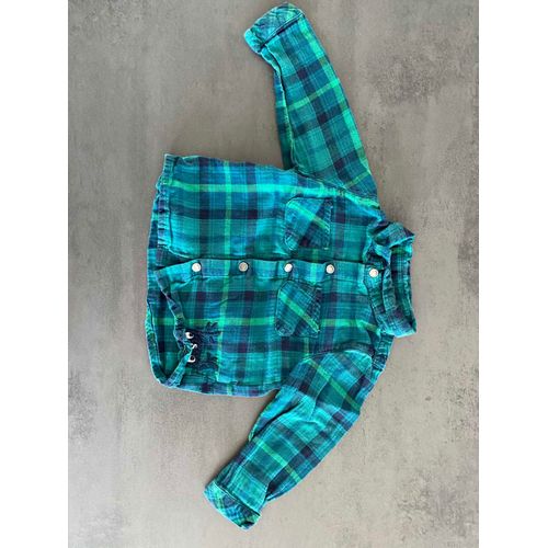 Chemise À Carreaux Verte Dpam - 12 Mois/74 Cm