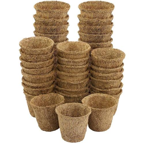 Pots En Coco Biodégradables Pour Plantes, Étiquettes De Plantes, Mini Pots De Démarrage Pour Fleurs Et Sapins, Pack De 48