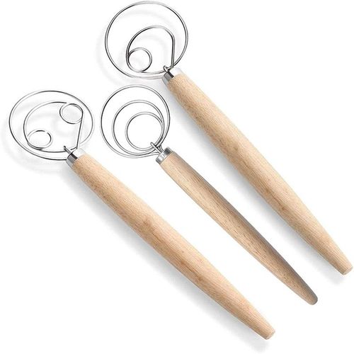 Fouet Danois Mélangeur De Pâte, 3 Pièces Fouet Néerlandais En Acier Inoxydable Pour Gâteau Dessert Pain Pizza Pâtisserie Outil De Cuisson De Cuisine