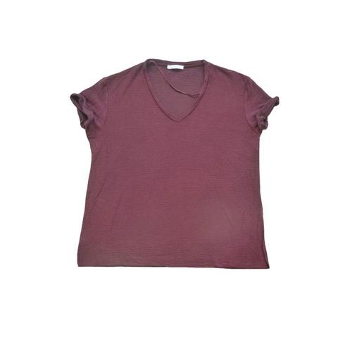 T-Shirt Large Ample Zara Trafaluc Rouge Bordeaux Sombre Manches Courtes Froncées T 36 / 38