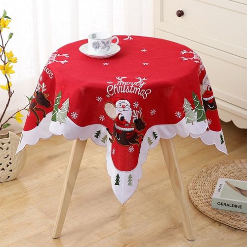 Nappe Ronde Brodée De Noël, Décor De Table Pour La Maison, La Cuisine, Le Restaurant Ou La Salle À Manger