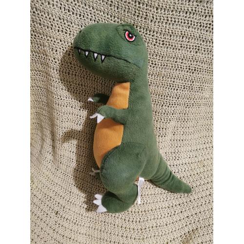 Peluche Doudou Dinosaure Tyrannosaure Vert Jaune Zeeman