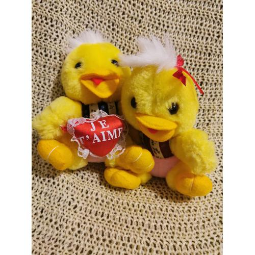 Peluche Couple Caneton Jaune Coeur Je T Aime Sandy