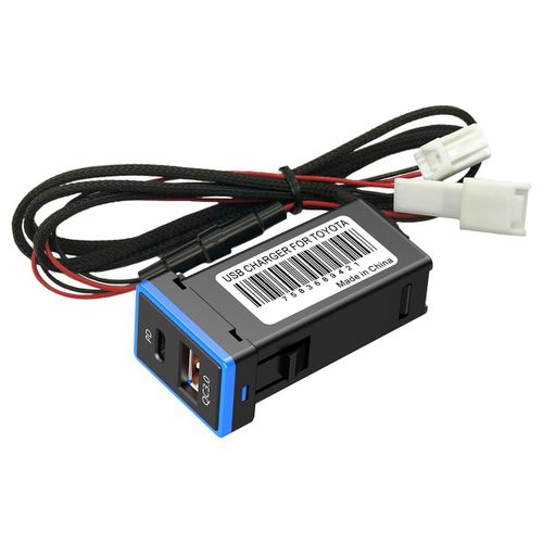 Chargeur De Voiture Double Port Avec Prise Usb Type-C Quick Charge, Qc 3.0, Pour Toyota