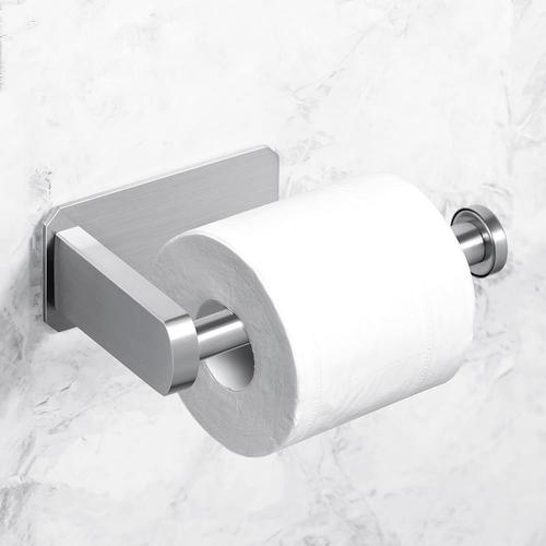 Support Papier Toilette Sans Percage, Porte Papier Toilette Adhesif, Derouleur Papier Toilette Murale Sans Perçage, Accroche Papier Toilette en Acier Inoxydable Pour Salle De Bain Argenté