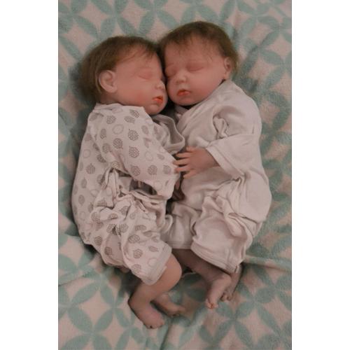 Jumeaux 2 Bebes Reborn Nolan Et Mateo Twin Bebe Poupon Realiste Yeux Fermes Full Vinyle Silicone