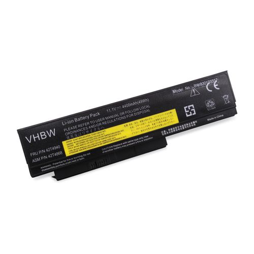 Batterie LI-ION 4400mAh 11.1V noir pour IBM Lenovo ThinkPad X220, X220i, X220s, X230 remplace 0A36281, 0A36282, 0A36283, 42T4861, 42T4862 etc.