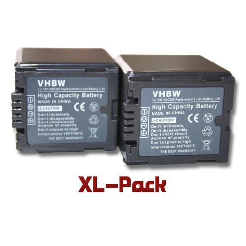 vhbw set de 2 batteries 2000mAh pour caméscope Panasonic HDC-DX1, HDC-SD9, SD20, SD100, SD200, SD300, SD600, SD707, HDC-SDT750