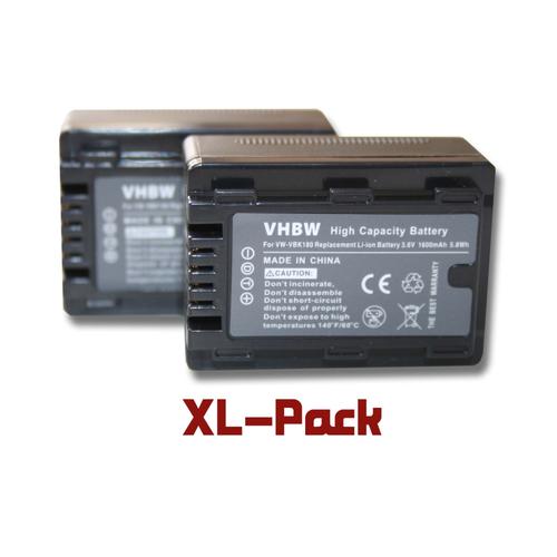 vhbw set de 2 batteries 1600mAh pour caméscope Panasonic HC-V10, HC-V100, HC-V100M, HC-V500, HC-V500M, HC-V700, HC-V700M