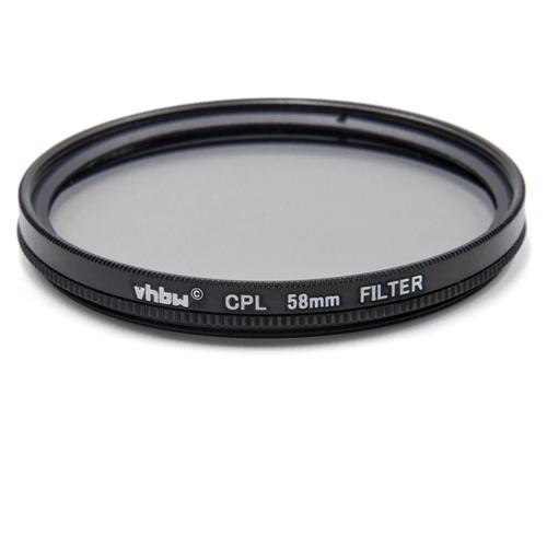 vhbw Filtre polarisant universel pour les objectifs d'appareil photo 58mm - Polariseur circulaire (CPL), noir
