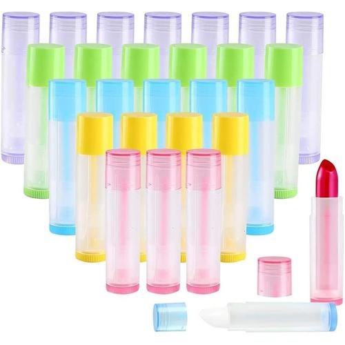 50pcs Tube Baume À Lèvres Vide Tube De Rouge À Lèvres En Plastique Stick À Lèvres Vide Pour Fabrication Rouge À Lèvres Deodorant Baume-5 Couleurs 5.5g 